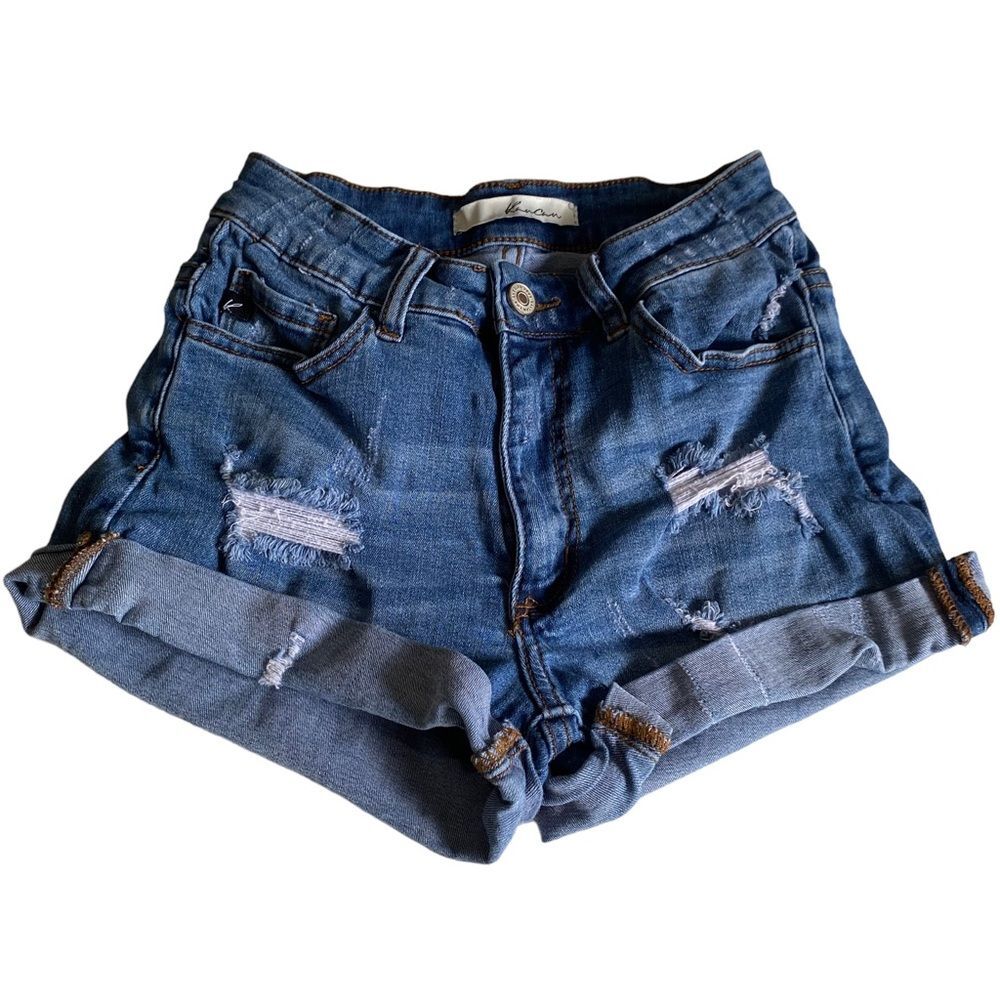 KanCan Distressed Roll Cuff Denim Shorts Sz 24